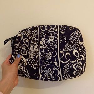 Vera Bradley Twirly Bird Navy large makeup bag.